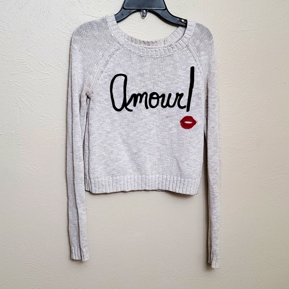 Womens SO Xs cropped knitted long sleeve sweater